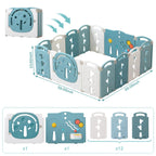 14-Panel Portable Plastic Playpen,Safe Activity Fence for Toddlers,Green