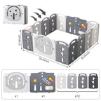 14-Panel Portable Plastic Playpen,Safe Activity Fence for Toddlers,Gray