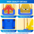Kids Swing Set,3-in-1 Design with Safety Belt,Sturdy Metal Stand,Easy Quick Assembly,Indoor & Outdoor Suitable for Backyard,Playground and Nursery,Blue