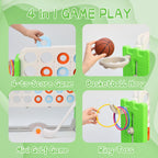 Jumbo 4-to-Score Connect Game with Height Adjustment, Multi-Game Set Including Golf, Basketball Hoop, Ring Toss & Mesh Bag,Green
