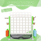 Jumbo 4-to-Score Connect Game with Height Adjustment, Multi-Game Set Including Golf, Basketball Hoop, Ring Toss & Mesh Bag,Green
