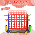 Jumbo 4-to-Score Connect Game with Height Adjustment, Multi-Game Set Including Golf, Basketball Hoop, Ring Toss & Mesh Bag,Red