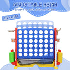 Jumbo 4-to-Score Connect Game with Height Adjustment, Multi-Game Set Including Golf, Basketball Hoop, Ring Toss & Mesh Bag,Blue
