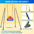 Kids Swing Set,3-in-1 Design with Safety Belt,Sturdy Metal Stand,Easy Quick Assembly,Indoor & Outdoor Suitable for Backyard,Playground and Nursery,Blue