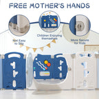 18-Panel Portable Plastic Playpen,Safe Activity Fence for Toddlers,Blue