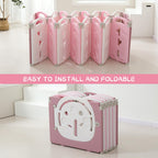 18-Panel Portable Plastic Playpen,Safe Activity Fence for Toddlers,Pink
