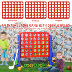 Jumbo 4-to-Score Connect Game with Height Adjustment, Multi-Game Set Including Golf, Basketball Hoop, Ring Toss & Mesh Bag,Red