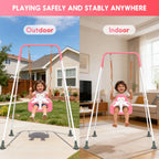 Kids Swing Set,3-in-1 Design with Safety Belt,Sturdy Metal Stand,Easy Quick Assembly,Indoor & Outdoor Suitable for Backyard,Playground and Nursery,Pink
