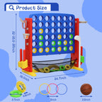 Jumbo 4-to-Score Connect Game with Height Adjustment, Multi-Game Set Including Golf, Basketball Hoop, Ring Toss & Mesh Bag,Blue