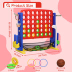 Jumbo 4-to-Score Connect Game with Height Adjustment, Multi-Game Set Including Golf, Basketball Hoop, Ring Toss & Mesh Bag,Red