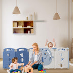 18-Panel Portable Plastic Playpen,Safe Activity Fence for Toddlers,Blue