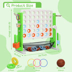 Jumbo 4-to-Score Connect Game with Height Adjustment, Multi-Game Set Including Golf, Basketball Hoop, Ring Toss & Mesh Bag,Green