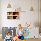 18-Panel Portable Plastic Playpen,Safe Activity Fence for Toddlers,Gray